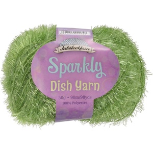 image:imageJubileeYarn Sparkly Dish Scrubby Yarn  50gBall Worsted Polyester  Deep Blue  4 Balls103 Lime Green