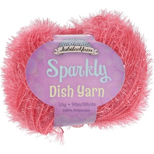 image:imageJubileeYarn Sparkly Dish Scrubby Yarn  50gBall Worsted Polyester  Deep Blue  4 Balls109 Soft Red