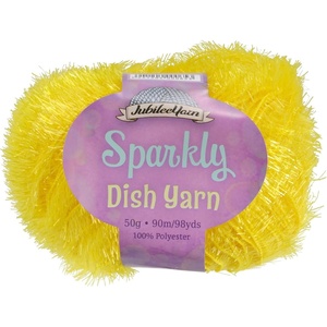 image:imageJubileeYarn Sparkly Dish Scrubby Yarn  50gBall Worsted Polyester  Deep Blue  4 Balls111 Yellow