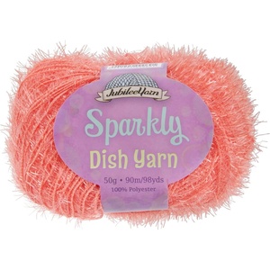image:imageJubileeYarn Sparkly Dish Scrubby Yarn  50gBall Worsted Polyester  Deep Blue  4 Balls16 Live Coral