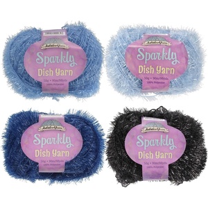 image:imageJubileeYarn Sparkly Dish Scrubby Yarn  50gBall Worsted Polyester  Deep Blue  4 BallsShades of Blue