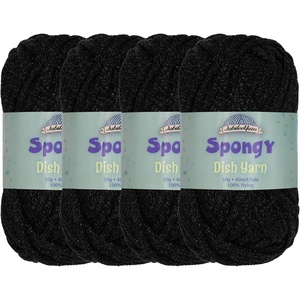image:imageJubileeYarn Spongy Dish Yarn  50gSkein Chunky Nylon Dishcloth  Black  4 Skeins01 Black