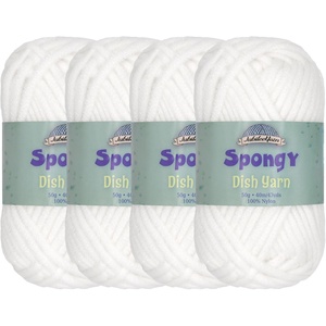 image:imageJubileeYarn Spongy Dish Yarn  50gSkein Chunky Nylon Dishcloth  Black  4 Skeins02 Sparkle White