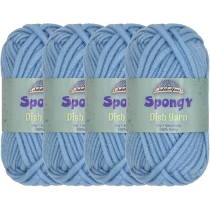image:imageJubileeYarn Spongy Dish Yarn  50gSkein Chunky Nylon Dishcloth  Black  4 Skeins03 Powder Blue