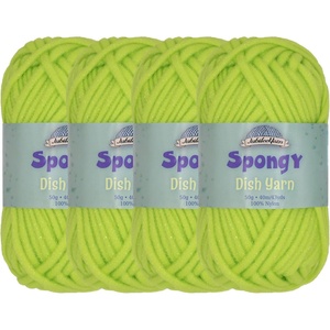 image:imageJubileeYarn Spongy Dish Yarn  50gSkein Chunky Nylon Dishcloth  Black  4 Skeins04 Lime Green