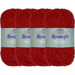 image:imageJubileeYarn Spongy Dish Yarn  50gSkein Chunky Nylon Dishcloth  Black  4 Skeins101 Red
