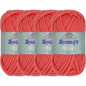 image:imageJubileeYarn Spongy Dish Yarn  50gSkein Chunky Nylon Dishcloth  Black  4 Skeins109 Soft Red