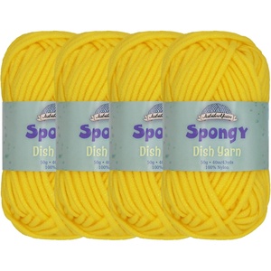 image:imageJubileeYarn Spongy Dish Yarn  50gSkein Chunky Nylon Dishcloth  Black  4 Skeins111 Yellow