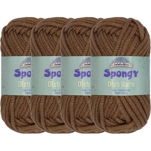 image:imageJubileeYarn Spongy Dish Yarn  50gSkein Chunky Nylon Dishcloth  Black  4 Skeins14 Chestnut Brown