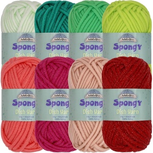 image:imageJubileeYarn Spongy Dish Yarn  50gSkein Chunky Nylon Dishcloth  Black  4 SkeinsShades of Red  Shades of Green