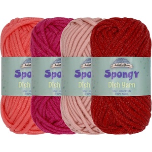 image:imageJubileeYarn Spongy Dish Yarn  50gSkein Chunky Nylon Dishcloth  Black  4 SkeinsShades of Red