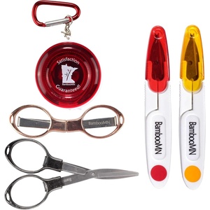 image:imageJubileeYarn TSA Compliant Portable Travel Safety Folding Scissors Set One Gold One Silver Two Thread Snips and a Fabric Measuring TapeAssortment B