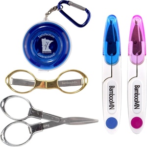 image:imageJubileeYarn TSA Compliant Portable Travel Safety Folding Scissors Set One Gold One Silver Two Thread Snips and a Fabric Measuring TapeAssortment a
