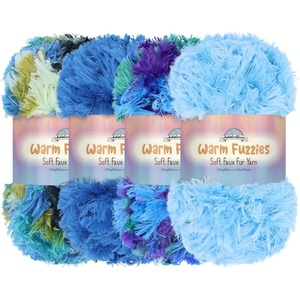 image:imageJubileeYarn Warm Fuzzies Soft Faux Fur Yarn  Polyester Bulky Weight  100gSkein  Dark Red  1 SkeinShades of Blue