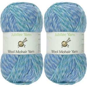 image:imageJubileeYarn Wool Mohair Yarn  100gSkein Ombr Worsted  Coffee and Cream  2 Skeins02 Waterfall Blue