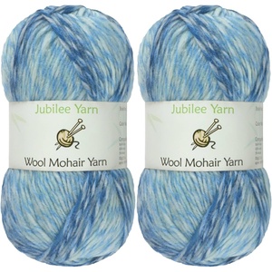 image:imageJubileeYarn Wool Mohair Yarn  100gSkein Ombr Worsted  Coffee and Cream  2 Skeins11 Tidepool Blue