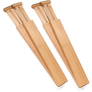 image:imageKINSON Bamboo Spring Expandable Adjustable Drawer Divider Kitchen Living Room Bedroom Bathroom Desk  Set of 4Carbonized Brown
