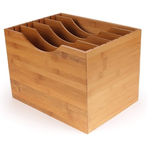 image:imageKinson Bamboo Desk Organizer Paper Files and Mail Sorter with Adjustable Dividers  Single Unit