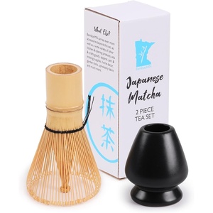image:imageMatcha Tea Bamboo Whisk And Ceramic Rest 2 Piece Set  Black HolderBlack