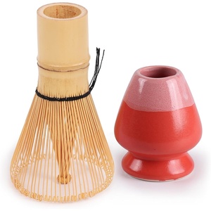 image:imageMatcha Tea Bamboo Whisk And Ceramic Rest 2 Piece Set  Black HolderCoral