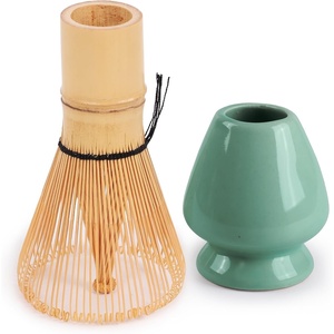 image:imageMatcha Tea Bamboo Whisk And Ceramic Rest 2 Piece Set  Black HolderGreen
