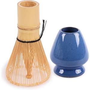 image:imageMatcha Tea Bamboo Whisk And Ceramic Rest 2 Piece Set  Black HolderMedium Blue