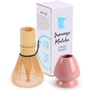 image:imageMatcha Tea Bamboo Whisk And Ceramic Rest 2 Piece Set  Black HolderPink