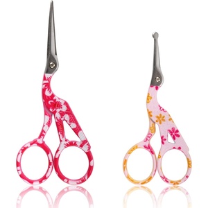 image:imageStork Bird Rounded Safety Tip Embroidery Craft Stainless Steel Crane Scissors  Red  2 PairsAssortment B