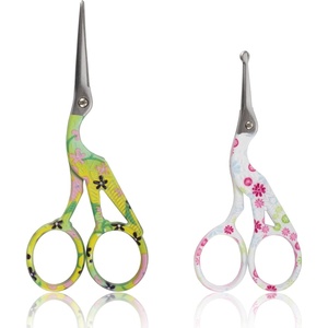 image:imageStork Bird Rounded Safety Tip Embroidery Craft Stainless Steel Crane Scissors  Red  2 PairsAssortment C
