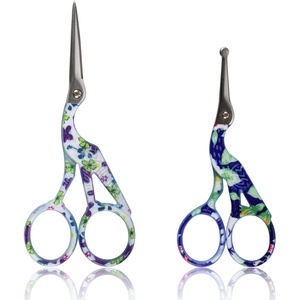 image:imageStork Bird Rounded Safety Tip Embroidery Craft Stainless Steel Crane Scissors  Red  2 PairsAssortment D
