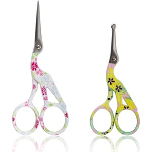 image:imageStork Bird Rounded Safety Tip Embroidery Craft Stainless Steel Crane Scissors  Red  2 PairsAssortment F