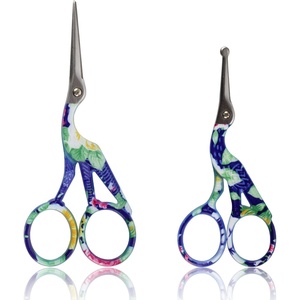 image:imageStork Bird Rounded Safety Tip Embroidery Craft Stainless Steel Crane Scissors  Red  2 PairsBlue