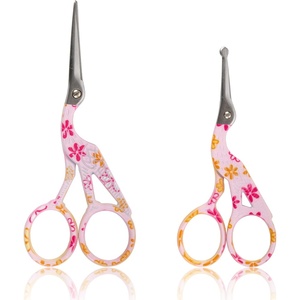 image:imageStork Bird Rounded Safety Tip Embroidery Craft Stainless Steel Crane Scissors  Red  2 PairsPink