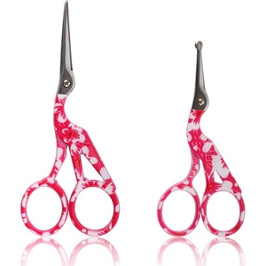 image:imageStork Bird Rounded Safety Tip Embroidery Craft Stainless Steel Crane Scissors  Red  2 PairsRed