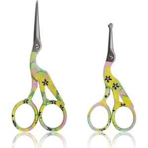 image:imageStork Bird Rounded Safety Tip Embroidery Craft Stainless Steel Crane Scissors  Red  2 PairsYellow