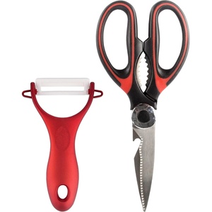 image:imageUltimate Value Scissor Set for Kitchen and Craft Set 1 Set 5 Scissors2pc Red Kitchen Scissors  Peeler