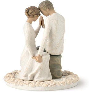 image:imageWillow Tree Anniversary Sculpted HandPainted Cake Topper  Cast from a Susan Lordi Original Carving Carved Flower Base LeadFree and FoodSafe Materials Sentiment on Enclosure CardPromise