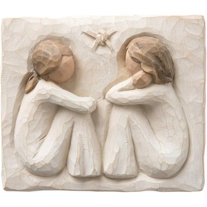 image:imageWillow Tree Friendship Forever True Forever Friends an Expression of Friendship and Sisterhood in Carved BasRelief Sculpted HandPainted Plaque  Sentiment on Enclosure Card Keyhole Hanger for Wall Display Cast from a Susan Lordi Original CarvingNatural