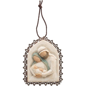 image:imageWillow Tree Heart of Gold MetalEdged Ornament Sculpted HandPainted Bas Relief  Sentimental Keepsake Gift for Loved Ones Cast from a Susan Lordi Original Carving Cast Resin Ready to HangHoly Family MetalEdged