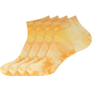 image:imageWomens Rayon from Bamboo Fiber Colored Sports Superior Wicking Athletic Ankle Socks  4 Pair Value PackTie Dye Yellow Orange