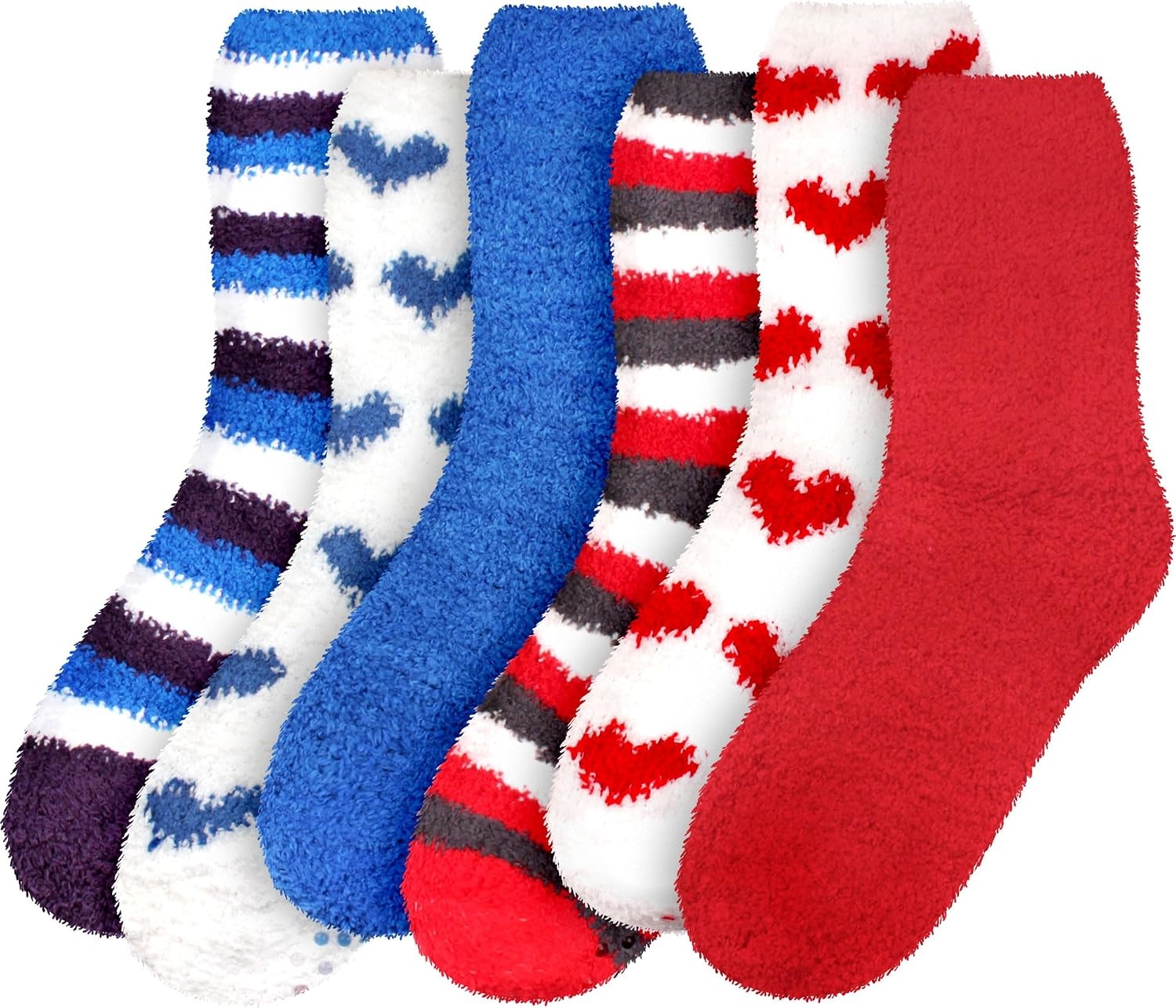 image:imageBambooMN Colorful Fuzzy Socks  Assorted Super Soft Warm Microfiber Comfy Home Socks  Value Pack6 Pair Assortment Ha