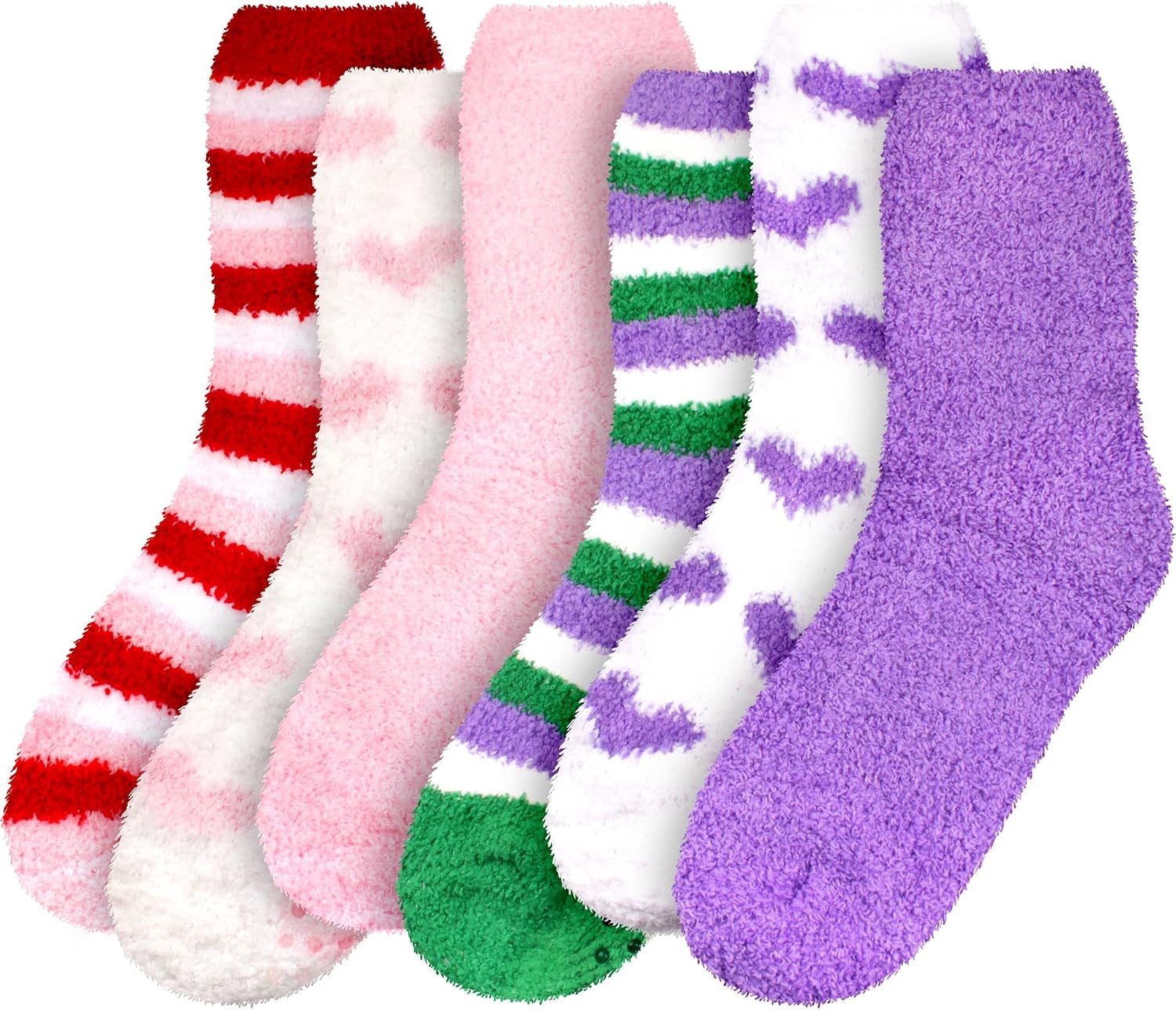 image:imageBambooMN Colorful Fuzzy Socks  Assorted Super Soft Warm Microfiber Comfy Home Socks  Value Pack6 Pair Assortment Hb