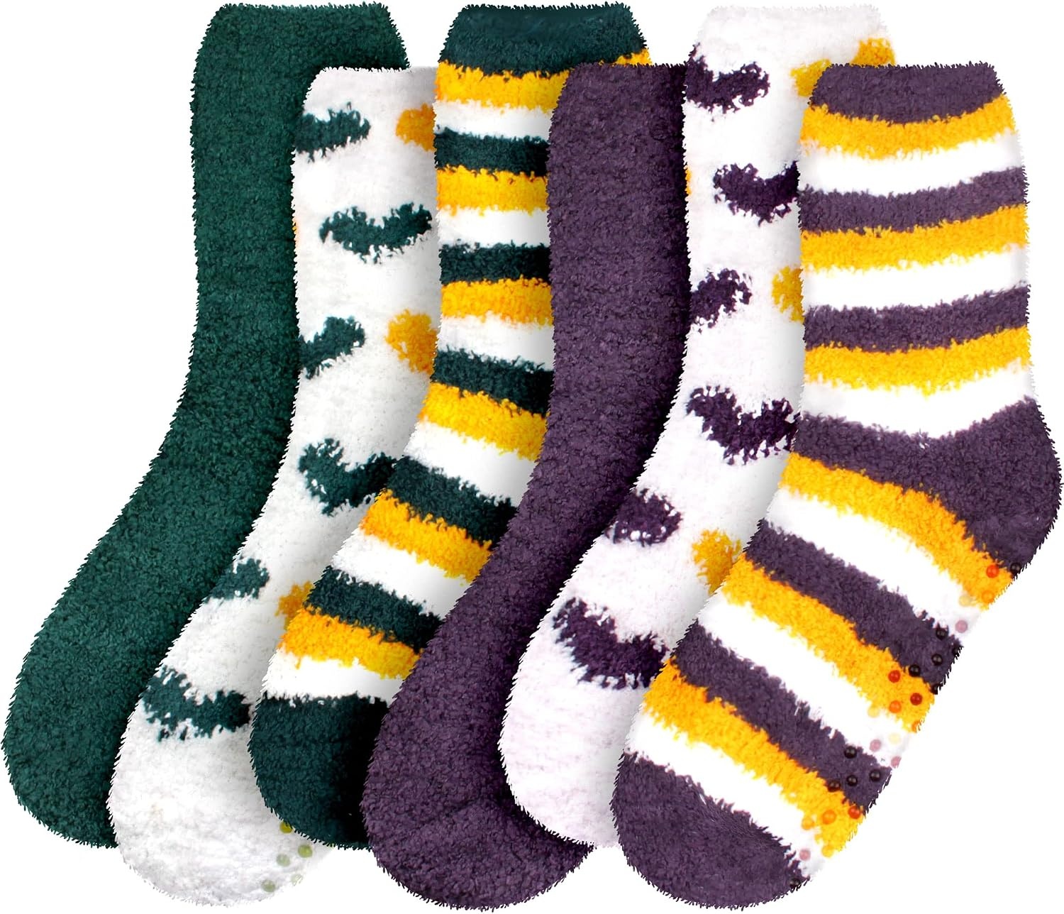 image:imageBambooMN Colorful Fuzzy Socks  Assorted Super Soft Warm Microfiber Comfy Home Socks  Value Pack6 Pair Assortment Hd