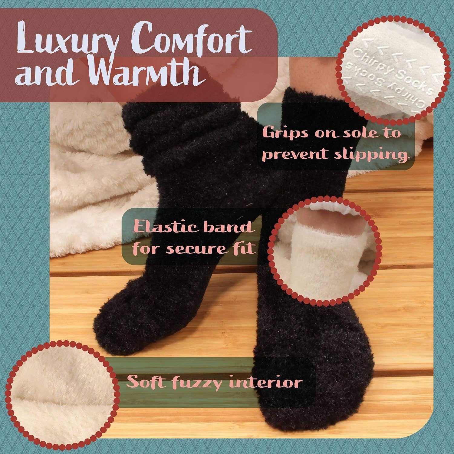 image:imageBambooMN Colorful Fuzzy Socks  Assorted Super Soft Warm Microfiber Comfy Home Socks  Value PackAssortment 4d