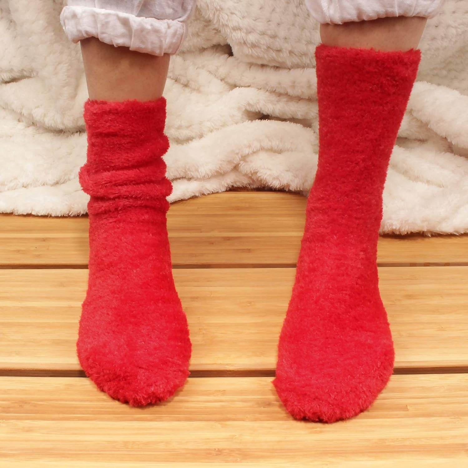 image:imageBambooMN Colorful Fuzzy Socks  Assorted Super Soft Warm Microfiber Comfy Home Socks  Value PackAssortment 96
