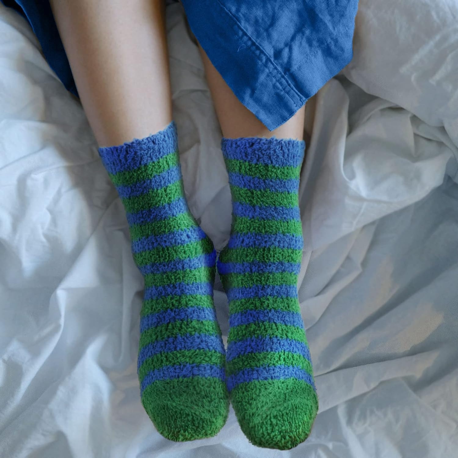 image:imageBambooMN Colorful Fuzzy Socks  Assorted Super Soft Warm Microfiber Comfy Home Socks  Value PackAssortment A1 4 Pairs