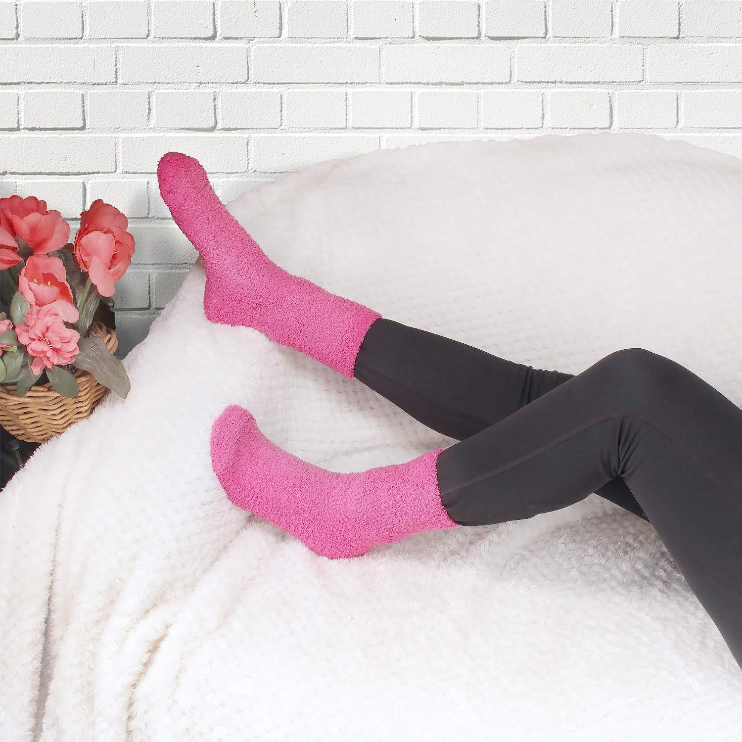 image:imageBambooMN Colorful Fuzzy Socks  Assorted Super Soft Warm Microfiber Comfy Home Socks  Value PackAssortment A1