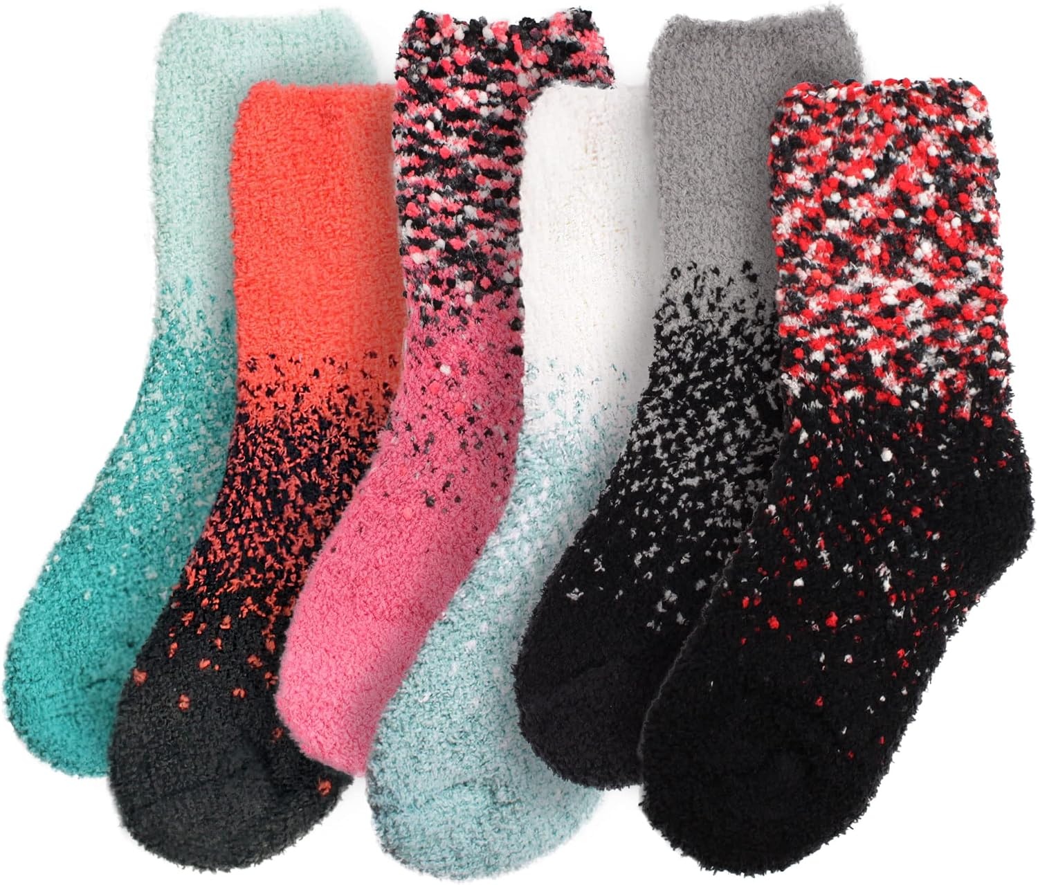 image:imageBambooMN Colorful Fuzzy Socks  Assorted Super Soft Warm Microfiber Comfy Home Socks  Value PackAssortment B