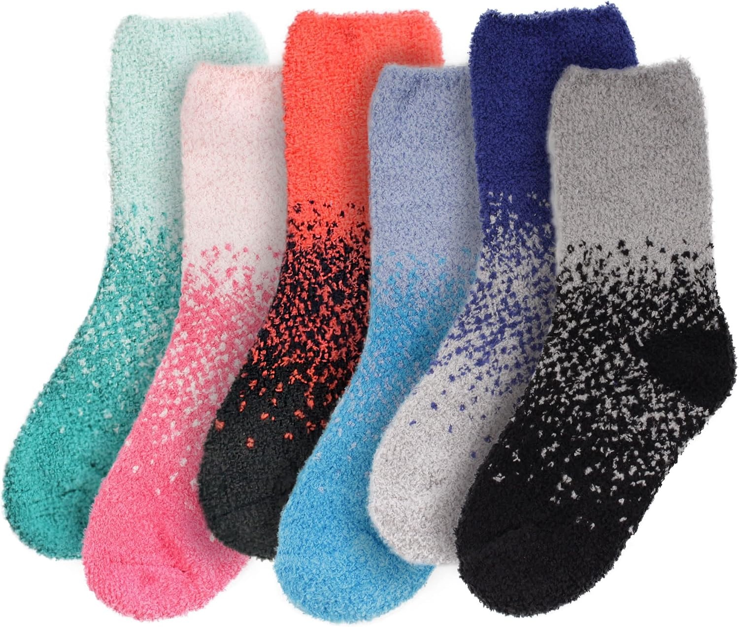 image:imageBambooMN Colorful Fuzzy Socks  Assorted Super Soft Warm Microfiber Comfy Home Socks  Value PackAssortment C