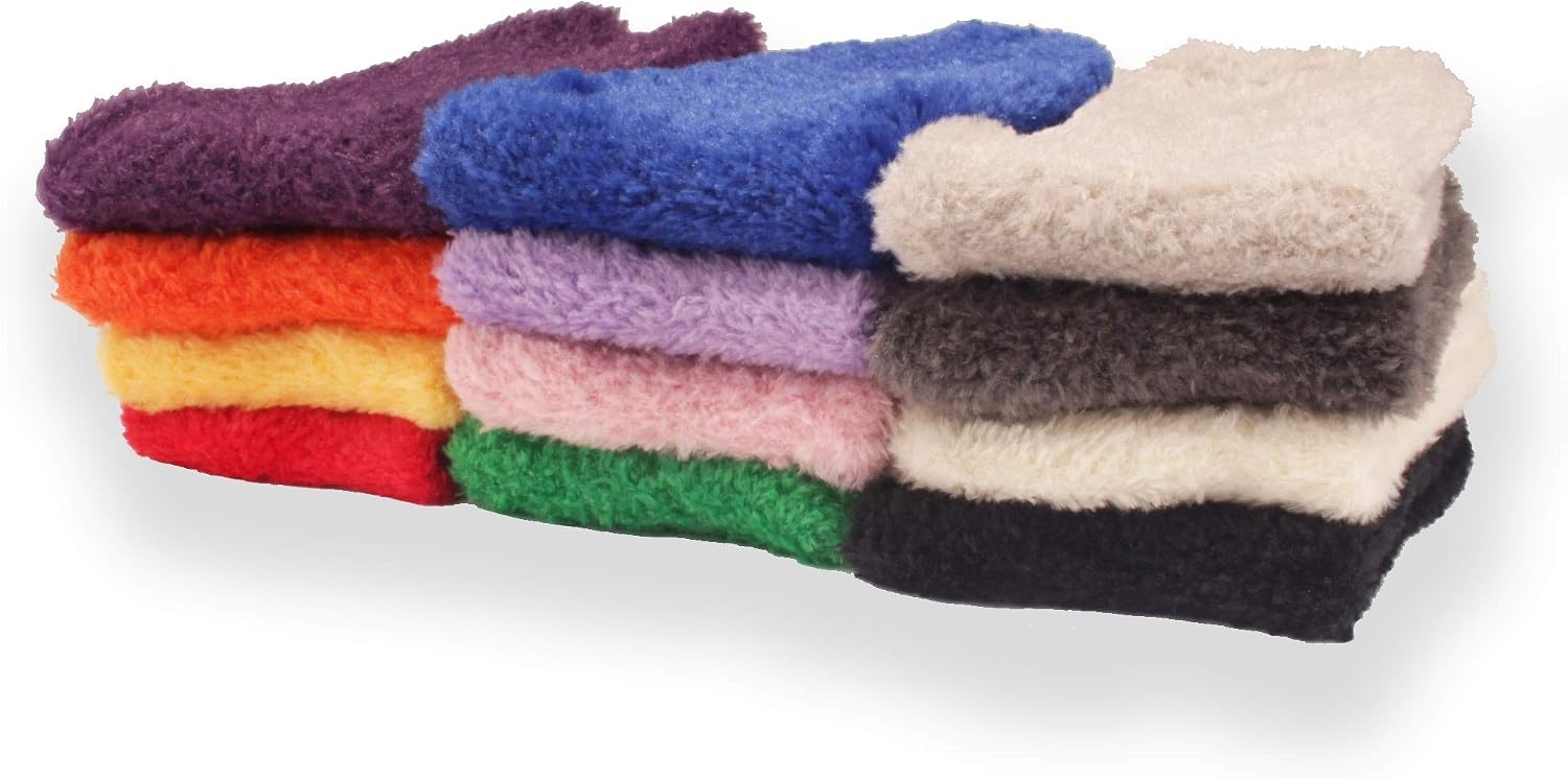 image:imageBambooMN Colorful Fuzzy Socks  Assorted Super Soft Warm Microfiber Comfy Home Socks  Value PackAssortment C6